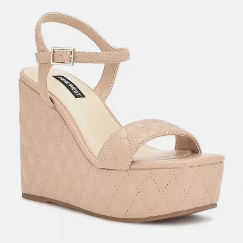 Nine West Nila Women's Platform Wedge Sandals Light Natural Beige